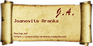 Joanovits Aranka névjegykártya